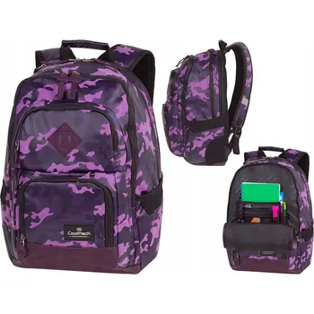 Školní batoh CoolPack s více přihrádkami, černý, fialový, 26 l