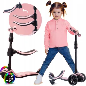 Koloběžka Tříkolová koloběžka Sun Baby se sedátkem a osvětlením, černá/růžová