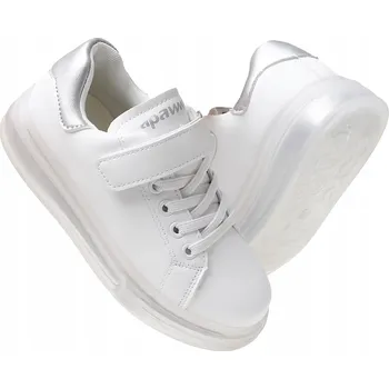 Dívčí tenisky Sportovní boty tenisky na suchý zip bílé stříbrné ekokůže adidasy Apawwa 36