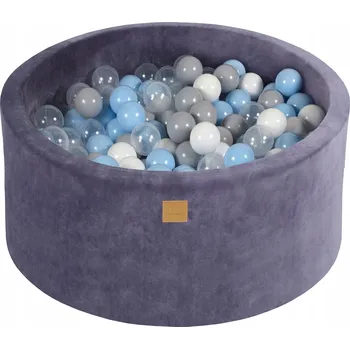 Suchý bazén MeowBaby Suchý bazének s míčky 90x40cm / 300 míčků, Velurový, Šedomodrý