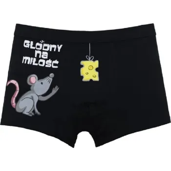 Boxerky 1 pár černých pánských bavlněných boxerek na Valentýna s nápisy MORAJ , velikost XXL