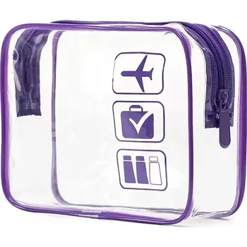 Kosmetická taška Kosmetická taštička DKM Průhledná kosmetická taštička fialová bezbarvá