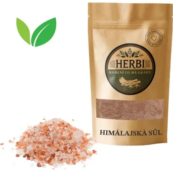 Koření Herbi Himálajská sůl hrubá 500 g – růžová přírodní sůl do mlýnků a na gril