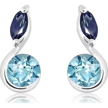 Náušnice Amila S Blue Topaz - stříbrné náušnice s modrým topazem a Iolitem