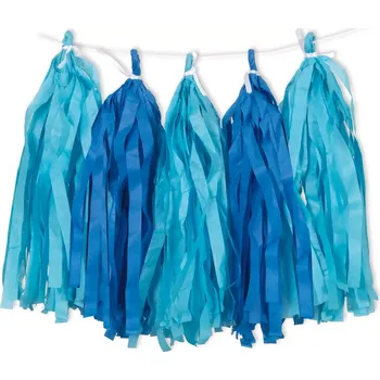 Střapcová girlanda světle a tmavě modrá