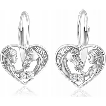 Náušnice stříbrné náušnice rhodiované pro dívku, anglické koně stříbro o ryzosti 925