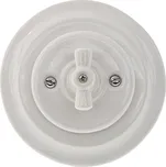 Bohemia-Design - Porcelánový retro vypínač otočný s rámečkem č. 7 bílá