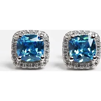 Náušnice Belis Silver Aqua Blue - stříbrné náušnice se zirkony