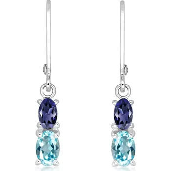 Náušnice Duria S Blue Topaz - stříbrné náušnice s modrým topazem a Iolitem