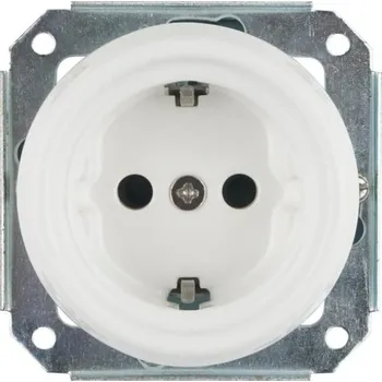 Elektrická zásuvka Bohemia-Design- Porcelá. retro domovní zásuvka bez rámečku SCHUKO 250V/16A bílá