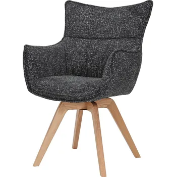 Jídelní židle 2SET jídelní židle VOGUE antracitová/přírodní texturovaná tkanina otočná