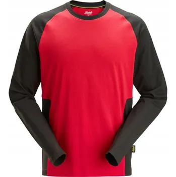 Pánské tričko Snickers s dlouhým rukávem, bavlna 2450, červené, velikost 3XL