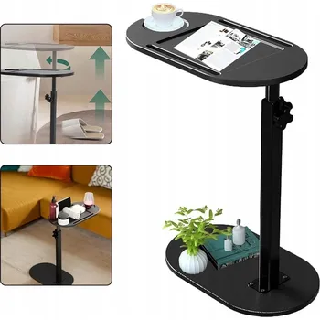 Konferenční stolek BAMBUSOVÝ STOLEK POD LAPTOP S NASTAVITELNOU VÝŠKOU A PODNOSEM, ČERNÝ - DO POSTELE NEBO VANY