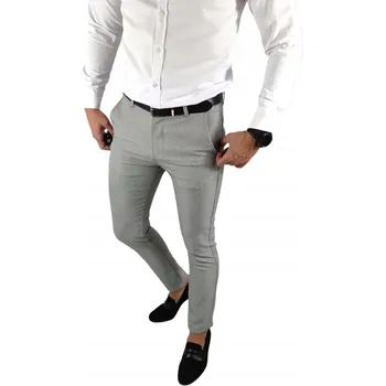 Dámské kalhoty Společenské kalhoty slim chino hladké šedé - popelavé DJ05 - W40