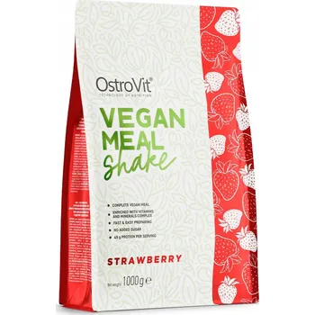 OstroVit Vegan Meal Shake, prášek, příchuť jahoda, 1000 g