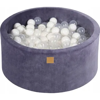 Suchý bazén Suchý bazének pro děti 90x40 cm s 300 míčky, velurový, šedo-modrý MeowBaby