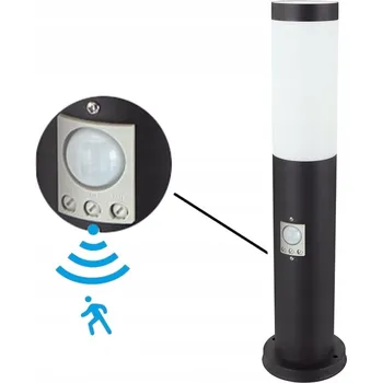 Stojací lampa ZAHRADNÍ STOJACÍ LAMPA SLOUPEK VENKOVNÍ ČERNÁ 45CM E27 S ČIDLEM POHYBU