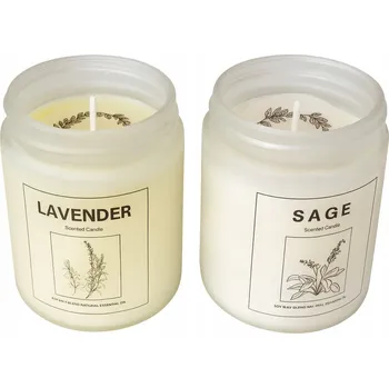 Svíčka Sada 2 sójových svíček levandule a šalvěj, 8% čisté rostlinné vůně