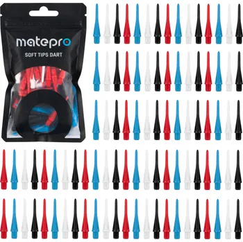 Příslušenství pro šipky KONCOVKY ŠIPEK, HROTY, LETKY MatePro Dart, 100 ks, Barevné (Různé Barvy)
