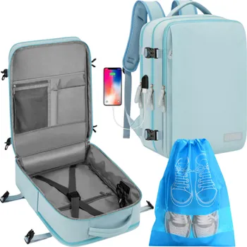 Městský batoh Batoh Příruční Zavazadlo do Letadla 45x30x20 LOT Lufthansa EasyJet USB Kapsa na Boty