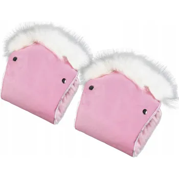 Kočárek Mufka Rukávník Zateplené Rukavice na Kočárek Kožíšek Růžová Barva