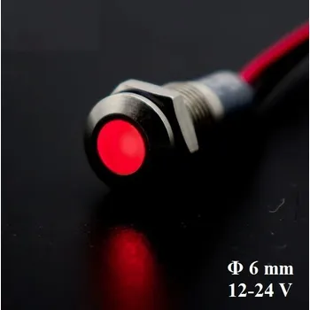 Polovodič Signální kontrolka LED dioda Červená 12V 24V 6mm
