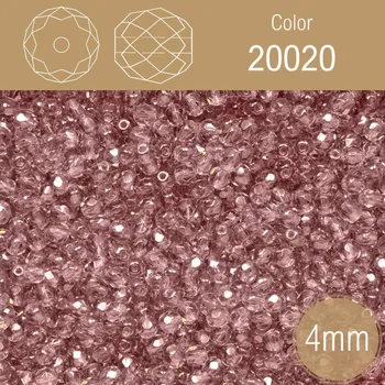 Korálek Korálky BROUŠENÉ 4mm. Barva 20020. Průhledná fialová. Balení 120Ks.
