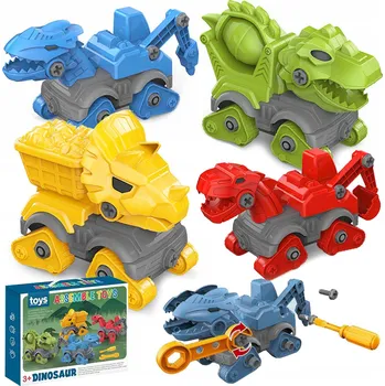 ostatní stavebnice STAVEBNICE ŠROUBOVACÍ STAVEBNICE ŠROUBOVÁK AUTO DINOSAURUS 4x 5v1 4 dílků