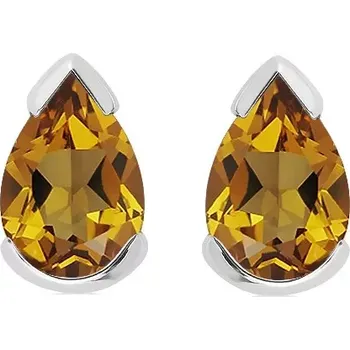 Náušnice Neda S Cognac Quartz - stříbrné náušnice s kamenem quartz