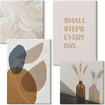 Obraz Sada obrazů do ložnice, abstraktní tvary a akcenty, 4 kusy