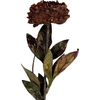 umělá květina Vínovo-hnědá umělá dekorace sušená květina pivoňka - 10*10*65 cm