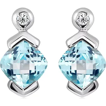 Náušnice Brisa S Blue Topaz - stříbrné náušnice s modrým a bílým topazem