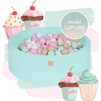 Suchý bazén Suchý bazén s míčky, 250 míčků, bavlněný, mátový, Cupcake MeowBaby