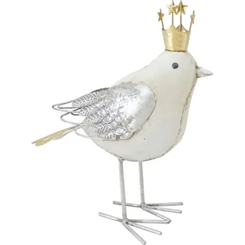 Kovový pták s korunkou 30 cm