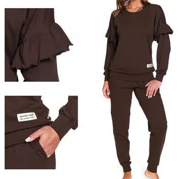 Dámské pyžamo Dámské bavlněné pyžamo s dlouhým rukávem DOCTOR NAP 4351 brownie čokoládové S
