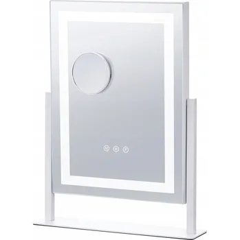 Zrcadlo Kosmetické zrcadlo 406x296 mm otočné o 360° s LED osvětlením, bílé