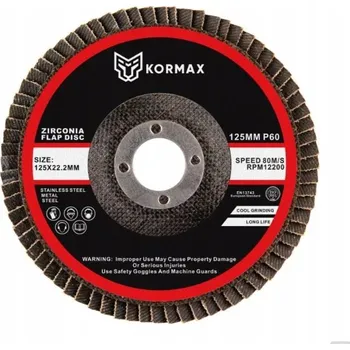 Brusný kotouč Lamelka lamelový kotouč konvexní, průměr 125 mm, tloušťka P60 Kormax zirkon inox