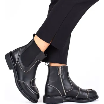 Dámské sandále Dámské černé kotníčkové boty s dekoračním zipem Letizia Velikost: 38