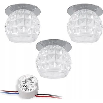 Bodové svítidlo Sada bodových světel Zestaw 3x LED G4 2,3W Chrom, bílé provedení, včetně napájecího zdroje