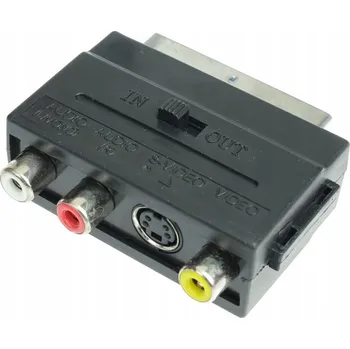 ADAPTÉR EURO SCART NA 3x RCA 1x SVHS S PŘEPÍNAČEM