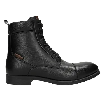 Pánské polobotky Černé Pánské Šněrovací Kotníkové Boty Z Pravé Kůže Wojas 822451 42
