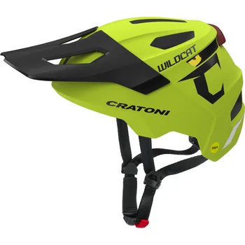 Cyklistická přilba Dětská helma CRATONI WildCat MIPS Lime Matt - S/M (49-56cm) (Lehká a maximálně bezpečná helma v enduro stylu s odnímatelným štítkem a prodlouženou zadní částí pro ochranu hlavy a zátylku. CRATONI Maxster Pro s integrovaným světlem a reflexními prvky – ide