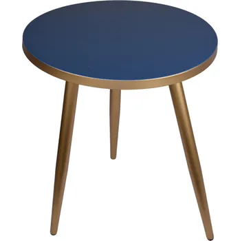 Konferenční stolek KONFERENČNÍ STOLEK S PODNOSEM POMOCNÝ KULATÝ MODRÝ MODERNÍ KOVOVÝ LOFT