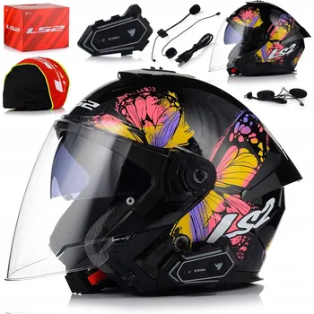 Helma na motorku LS2 OF618 VERSO II WINGZ ČERNÁ ŽLUTÁ dámská otevřená helma s clonou XS (53