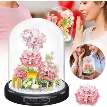 ostatní stavebnice Stavebnice - Sada 624 dílků, Růžové Karafiáty, s Ochranným Pouzdrem