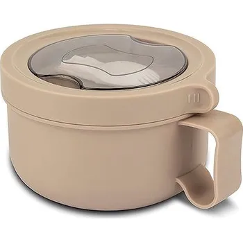 Svačinový box NAVA Greece Kulatý nerezový obědový box NAVA 850 ml - béžový