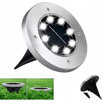 Venkovní osvětlení ZAHRADNÍ SOLÁRNÍ LAMPA DISK BÍLÁ ZAPICHOVACÍ LED SVĚTLO 1 KS