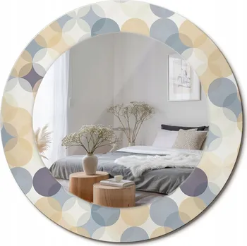 Zrcadlo Zrcadlo nástěnné s ozdobným skleněným rámem Geometrické kruhy průměr 50 cm