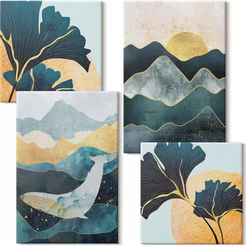 Obraz Sada obrazů do obýváku, abstraktní estetické hory, 4 kusy
