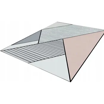 Koberec KOBEREC 300X200cm ŠEDÝ RŮŽOVÝ TROJÚHELNÍKY MOZAIKA MODERNÍ